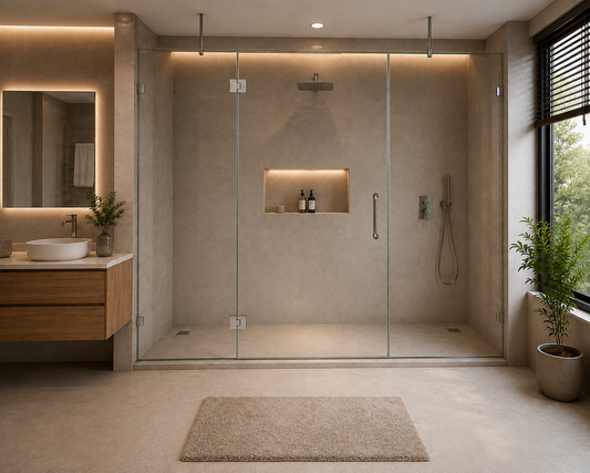 AAKARO NANO Frameless One Door + Two Fixed Shower Partition