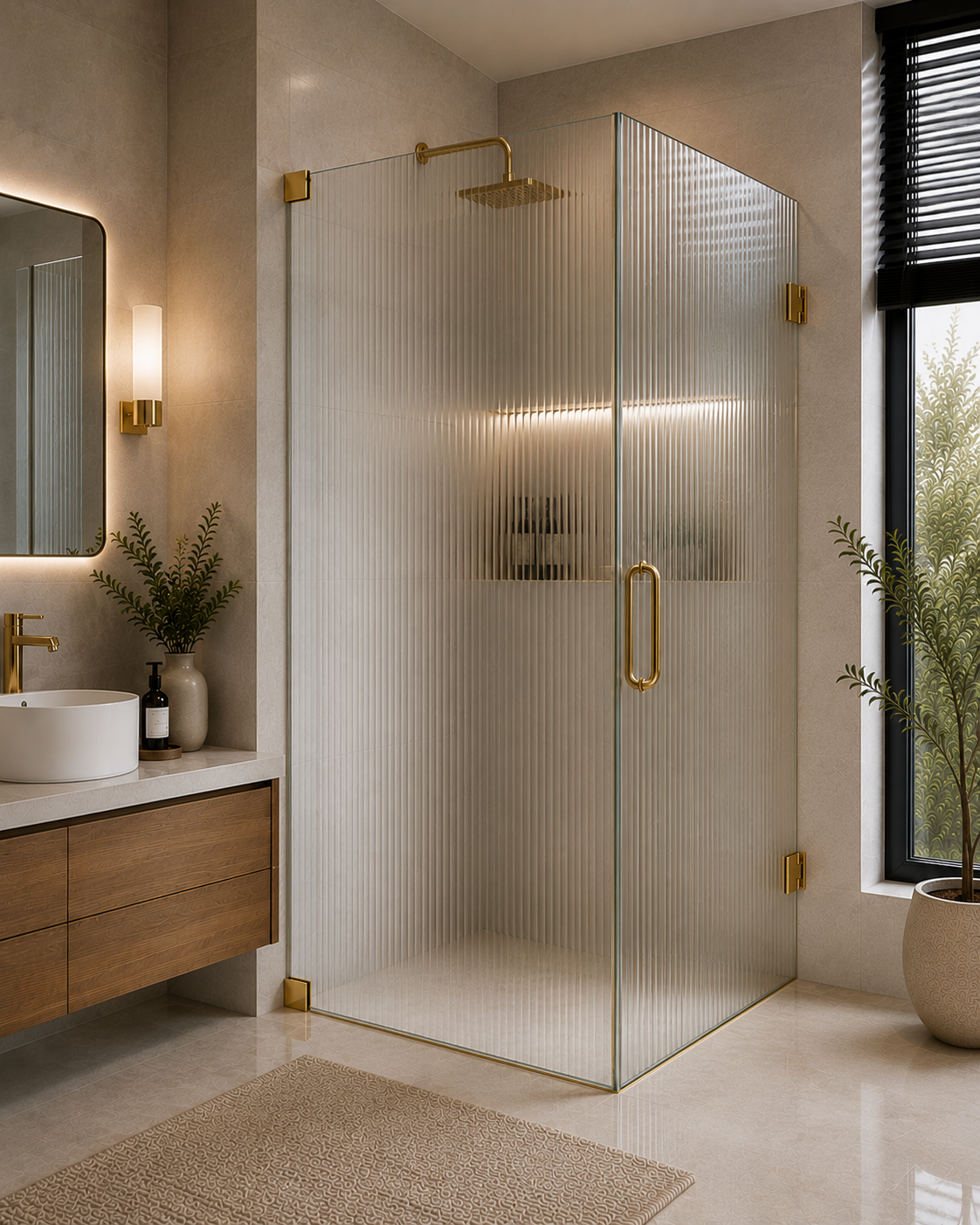 AAKARO NANO Frameless One Door + One Fixed L-Shape Shower Partition