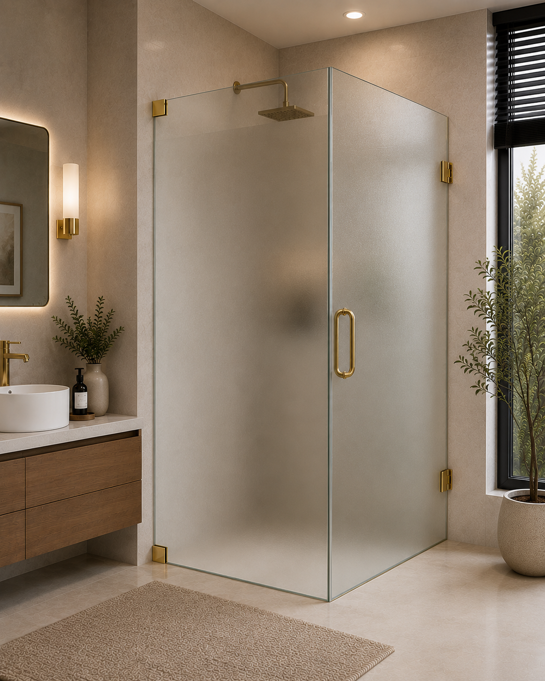AAKARO NANO Frameless One Door + One Fixed L-Shape Shower Partition