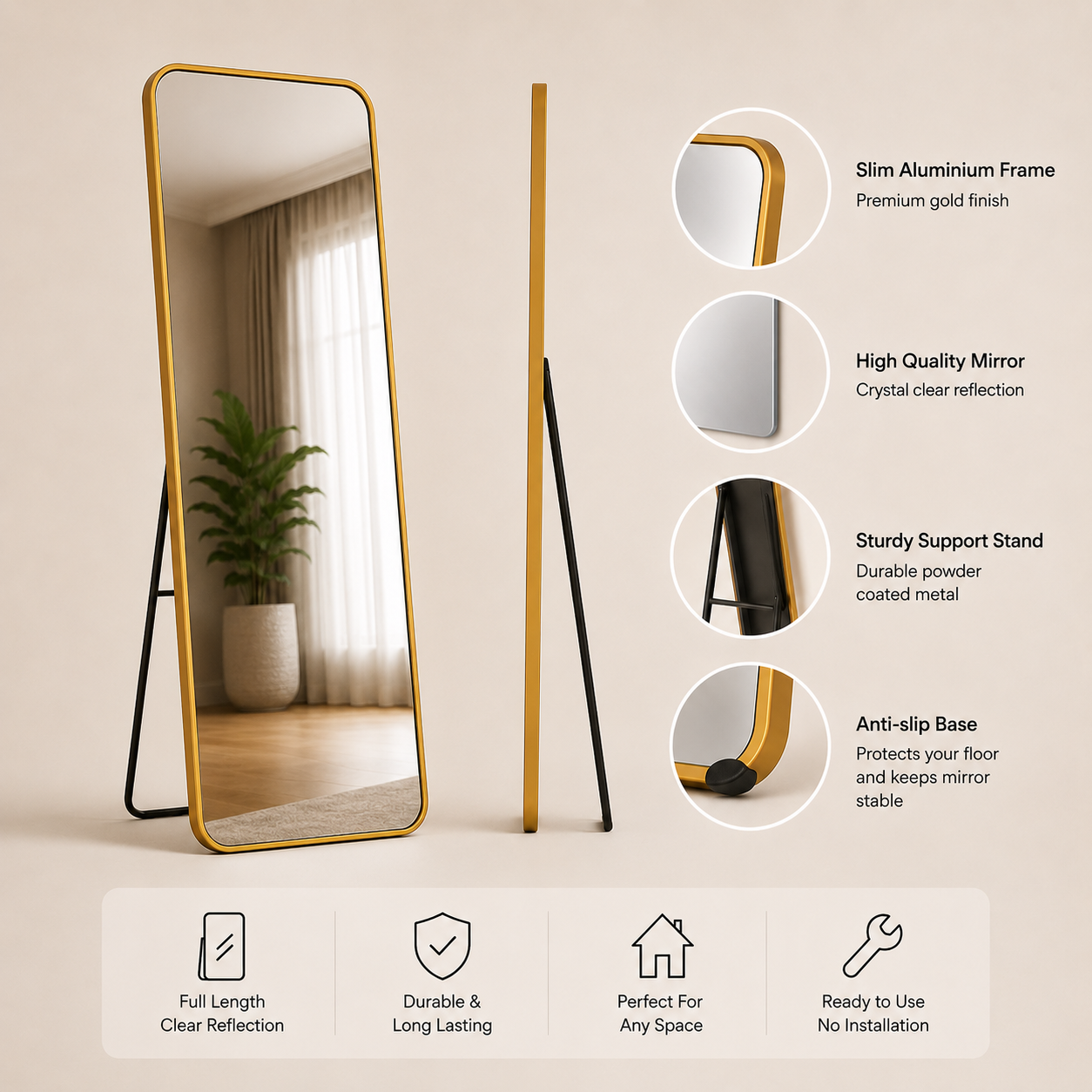 AAKARO Framed Full-Length Mirror